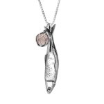 Sterling Silver Whitby Jet Emma Stothard Silver Darling Rose Quartz Float Charm Necklace