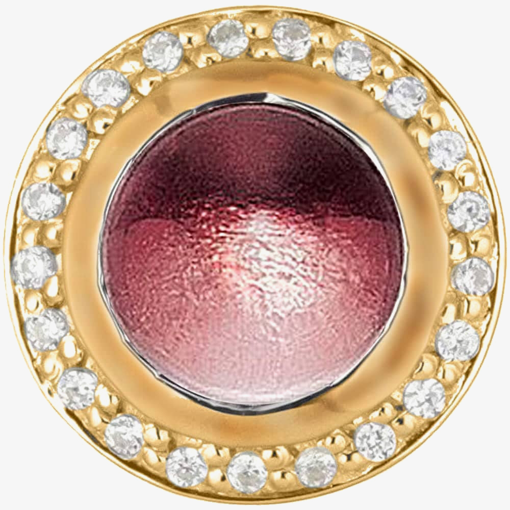Story Silver Gold Plated Clear Cubic Zirconia Round Rose Quartz Charm 5408890 Story Silver Gold Plated Clear Cubic Zirconia Round Rose Quartz Charm 5408890
