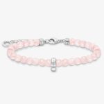 THOMAS SABO Silver & Rose Quartz Beaded Charm Bracelet A2097-034-9-L19V