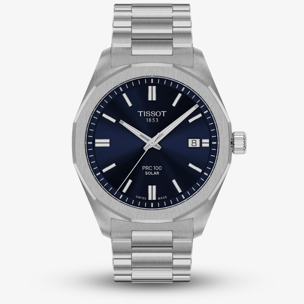 Tissot Mens PRC100 Blue Dial Solar Quartz Watch T151.422.11.041.00 Tissot Mens PRC100 Blue Dial Solar Quartz Watch T151.422.11.041.00