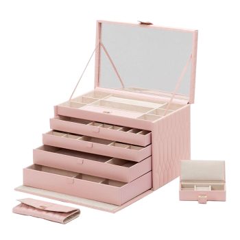 WOLF Jewellery Box Caroline Extra Large Rose Quartz - Rose