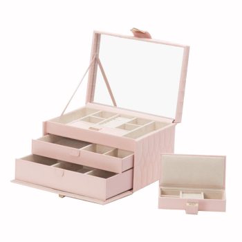 WOLF Jewellery Box Caroline Medium Rose Quartz - Rose