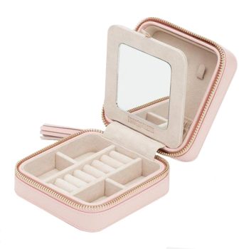 WOLF Jewellery Case Caroline Zip Travel Rose Quartz - Rose